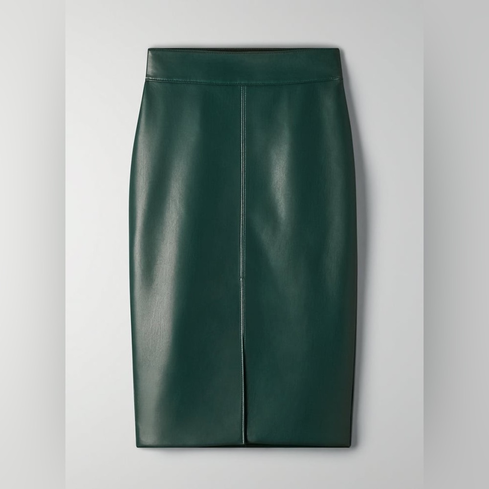 ARITZIA Babaton vegan leather green skirt